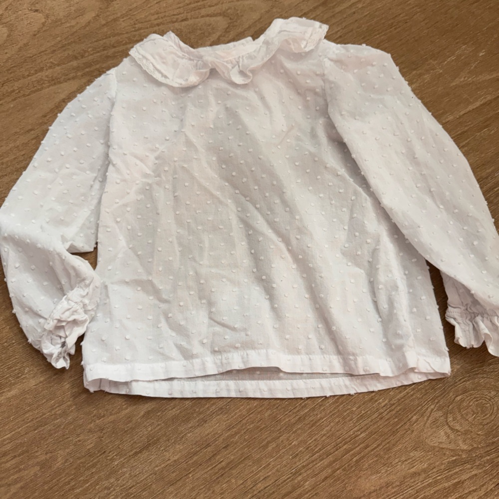 Marco & Lizzy white Swiss dot ruffle collar blouse 4T